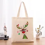 Christmas Eco Friendly Funny Hanging Ornaments Antler Handle Canvas Tote Bag