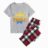 Family Matching Pajamas Exclusive Design King Prince Princess Queen Gray Short Long Pajamas Set