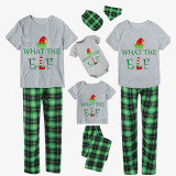 Christmas Matching Family Pajamas What the Elf Hat Short Sleeve Green Plaids Pajamas Set