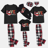 Christmas Matching Family Pajamas Love Snowman Christmas Black Short Pajamas Set