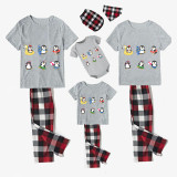 Family Matching Pajamas Exclusive Design Cute Penguins Gray Short Long Pajamas Set