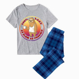Family Matching Pajamas Exclusive Design 100% Lazy As Slow As Possible Blue Plaid Pants Pajamas Set