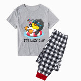Family Matching Pajamas Exclusive Design It's Lazy Day Gray Short Long Pajamas Set