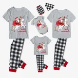 Christmas Matching Family Pajamas Merry Christmas Unicorn Santa Gray Short Pajamas Set