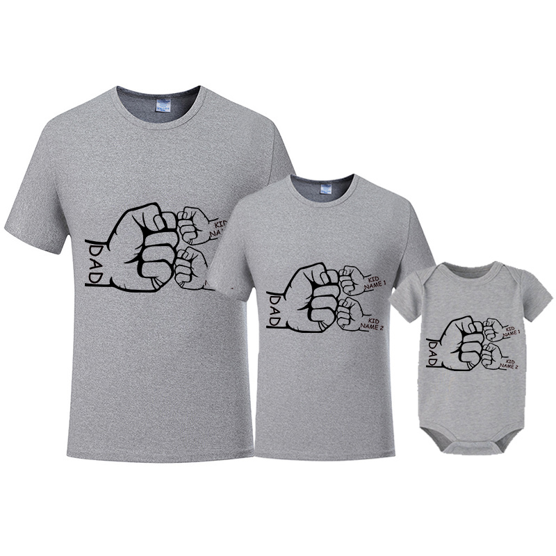 Father's Day Matching Clothing Top Father-kids Name Custom Family T-shirts