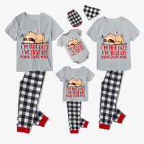 Family Matching Pajamas Exclusive Design I'm Not Lazy I'm Just On Power Saving Mode Gray Short Long Pajamas Set