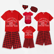 Family Matching Pajamas Exclusive Design Extreme Adventure Explore More Red Short Pajamas Set