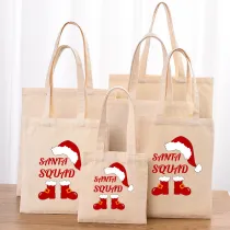 Christmas Eco Friendly Santa Squad Handle Canvas Tote Bag