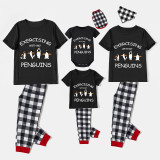 Family Matching Pajamas Exclusive Design Exercising With My Penguins Black Pajamas Set
