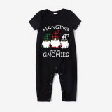 Christmas Matching Family Pajamas Plaids Hat Hanging with My Gnomies Black Short Pajamas Set