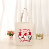 Christmas Eco Friendly Dancing Hanging with My Gnomies Handle Canvas Tote Bag