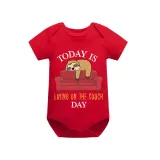 Family Matching Pajamas Exclusive Design Today Is Laying On The Couch Day Red Short Pajamas Set