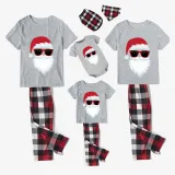 Christmas Matching Family Bearded Santa Claus Short Gray Pajamas Set