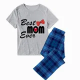 Family Matching Pajamas Exclusive Design Best One Ever Blue Plaid Pants Pajamas Set