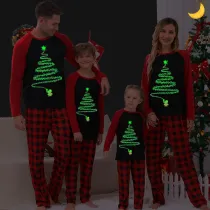 Christmas Matching Family Pajamas Luminous Glowing Fireworks Santa Black Pajamas Set