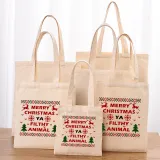 Christmas Eco Friendly Merry Christmas Reindeer Handle Canvas Tote Bag