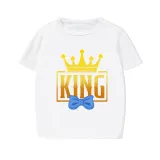 Family Matching Pajamas Exclusive Design King Prince Princess Queen White Short Pajamas Set