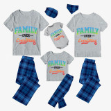 Family Matching Pajamas Exclusive Design Family Over Everthing Blue Plaid Pants Pajamas Set