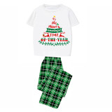 Christmas Matching Family Pajamas It's The Most Wonderful Time of The Year Reindeer Green Plaids Pajamas Set