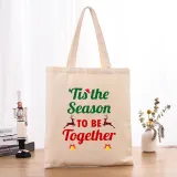 Christmas Eco Friendly This Season To Be Together Handle Canvas Tote Bag