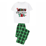 Christmas Matching Family Pajamas Merry Christmas Y'll Green Plaids Pajamas Set