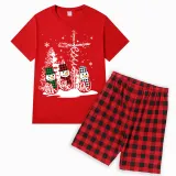 Christmas Matching Family Pajamas Crosses Snowmies Red Pajamas Set