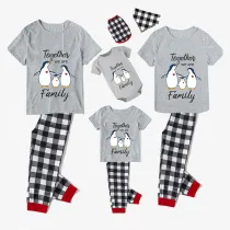 Family Matching Pajamas Exclusive Design Together We Are Family Penguin Gray Short Long Pajamas Set