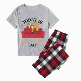 Family Matching Pajamas Exclusive Design Today Is Laying On The Couch Day Gray Short Long Pajamas Set