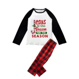 Christmas Matching Family Pajamas Jesus Is The Reason For The Season Red Black Plaids Pajamas Set