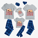 Family Matching Pajamas Exclusive Design I'm Not Lazy I'm Just On Power Saving Mode Blue Plaid Pants Pajamas Set