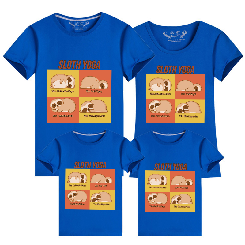 Family Matching Clothing Top Parent-kids Sloth Yoga Family T-shirts