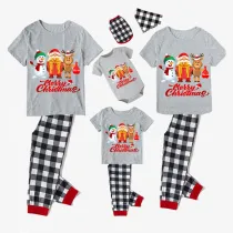 Christmas Matching Family Pajamas Merry Christmas Santa Gifts Short Gray Pajamas Set