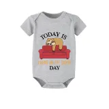 Family Matching Pajamas Exclusive Design Today Is Laying On The Couch Day Gray Short Long Pajamas Set