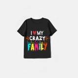 Family Matching Pajamas Exclusive Design I Love My Crazy Family Black And Red Plaid Pants Pajamas Set