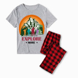 Family Matching Pajamas Exclusive Design Explore More Mountains Gray Short Long Pajamas Set