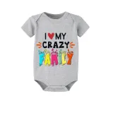 Family Matching Pajamas Exclusive Design I Love My Crazy Family Gray Short Long Pajamas Set