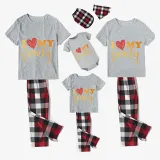 Family Matching Pajamas Exclusive Design I Love My Family Gray Short Long Pajamas Set