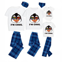 Family Matching Pajamas Exclusive Design I'm Cool Blue Plaid Pants Pajamas Set
