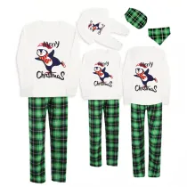 Christmas Matching Family Pajamas Merry Christmas Flying Penguin White Top Pajamas Set