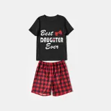 Family Matching Pajamas Exclusive Design Best One Ever Black And Red Plaid Pants Pajamas Set