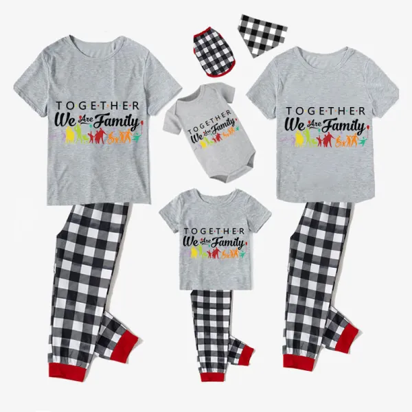 Family Matching Pajamas Exclusive Design Together We Are Family Gray Short Long Pajamas Set