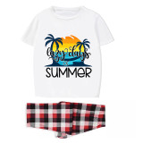 Family Matching Pajamas Exclusive Design Lazy Days Of Summer White Short Long Pajamas Set