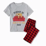 Family Matching Pajamas Exclusive Design Today Is Laying On The Couch Day Gray Short Long Pajamas Set