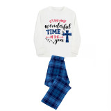 Christmas Matching Family Pajamas It's The Most Wonderful Time of The Year Crosses Blue Plaids Pajamas Set