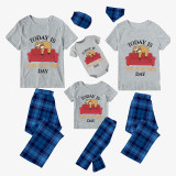 Family Matching Pajamas Exclusive Design Today Is Laying On The Couch Day Blue Plaid Pants Pajamas Set