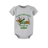 Christmas Matching Family Pajamas Dachshund Through The Snow Short Sleeve Geen Plaids Pajamas Set