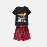 Family Matching Pajamas Exclusive Design My Spirit Animal Black And Red Plaid Pants Pajamas Set