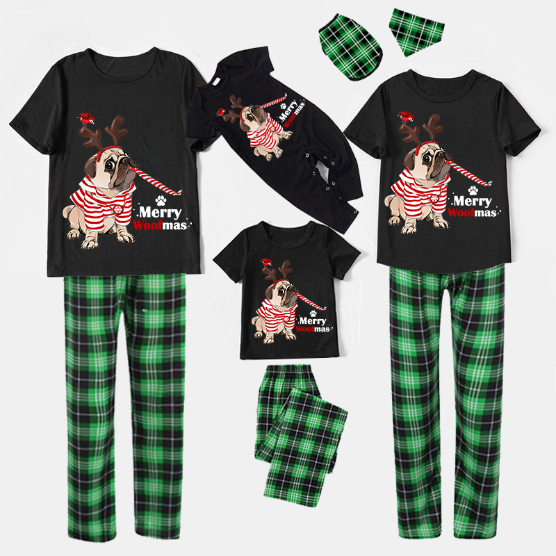 Christmas Matching Family Pajamas Dachshund Merry Christmas Black Short Pajamas Set