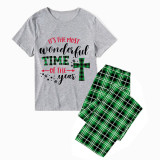 Christmas Matching Family Pajamas It's The Most Wonderful Time of The Year Crosses Gray Short Pajamas Set