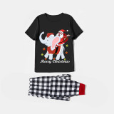 Christmas Matching Family Pajamas Merry Christmas Elephant Santa Short Black Pajamas Set